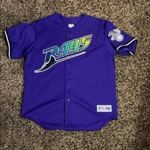 Majestic Purple Tampa Bay Rays Graphic Baseball Jersey
